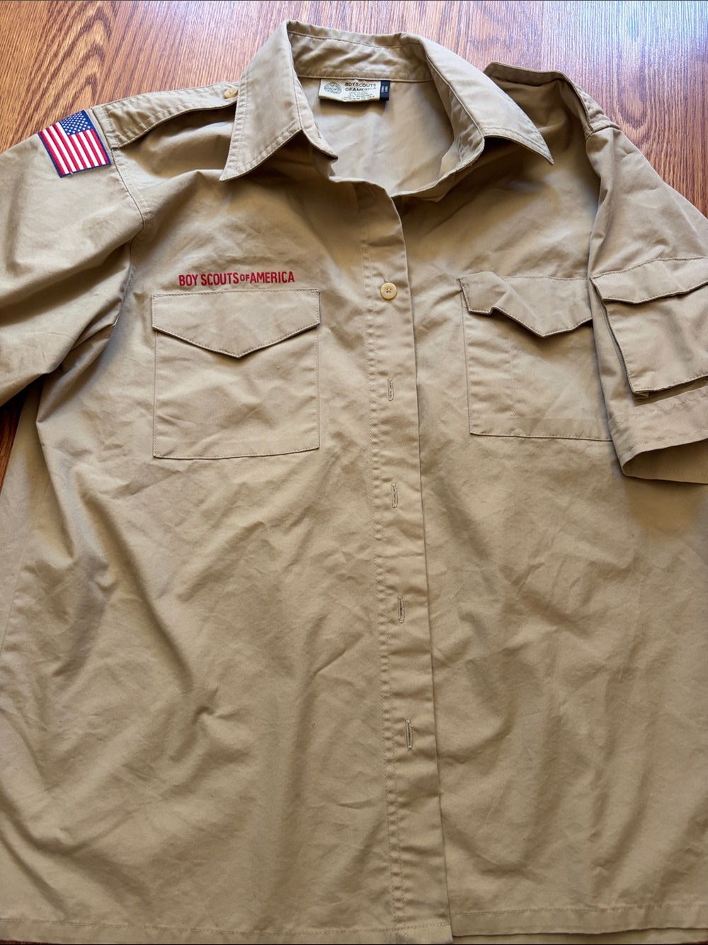 Kids Tan Button-Down Shirt Boy Scouts